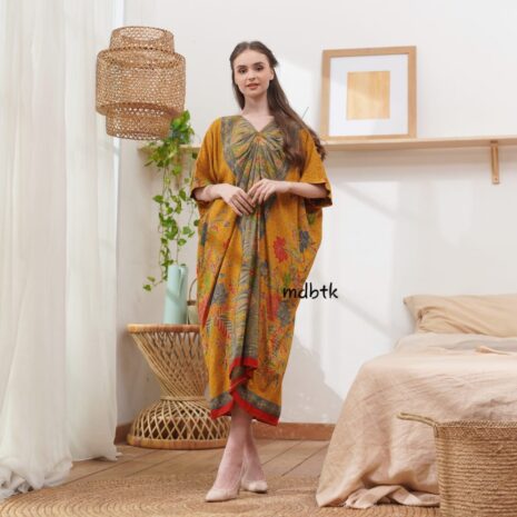 Baju Homedress Kaftan Batik Semerbak Kerah Oblong Bahan Rayon Premium (isi 5)