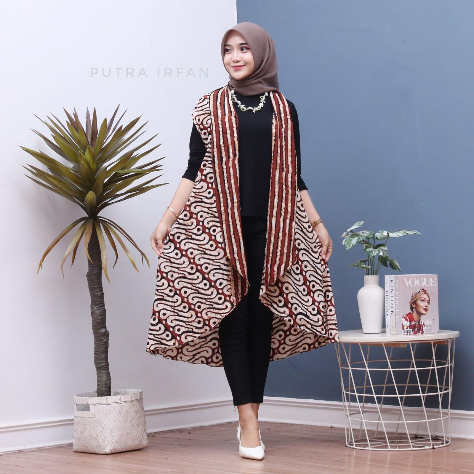Stoler Kekinian Jual Baju Outer Vest Panjang Wanita Model Batik Tanpa Lengan (Yukensi ...
