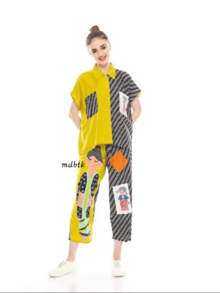 Baju Setelan One Set Batik Tejo Lengan Pendek Santai Bahan Rayon Adem (isi 5)