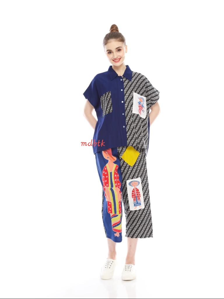 Baju Setelan One Set Batik Tejo Lengan Pendek Santai Bahan Rayon Adem (isi 5)