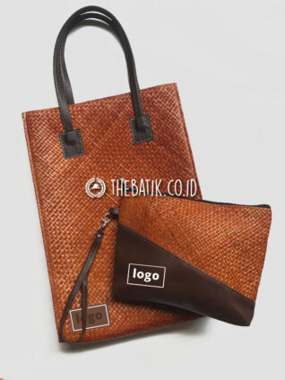 Paket Seminar Kit Unik – Tas Tote Bag & Pouch Anyaman Natural Pandan Leaves Handmade Woven
