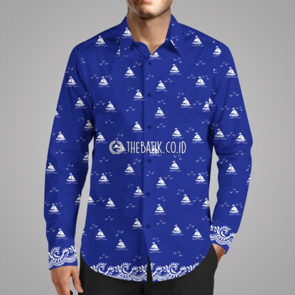 Desain Cetak Kain Batik Custom Untuk Seragam Batik Kupp Labuhan Lombok Bertema Kelautan