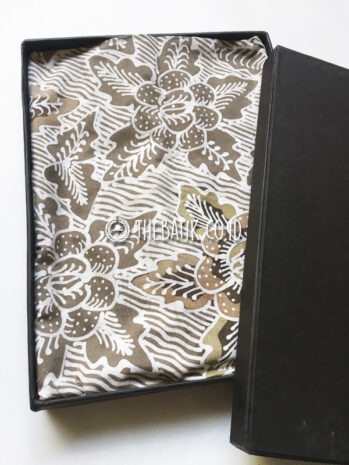 Natural Dye Batik Handwritten Traditional Indonesian Batik Fabric Cotton Brown Cream – Galaran Floral Batik Thick Line