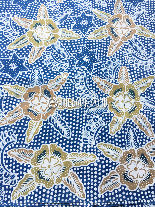 Natural Dye Batik Handwritten Traditional Indonesian Batik Fabric Cotton Indigo Blue – Polkadot Floral Batik